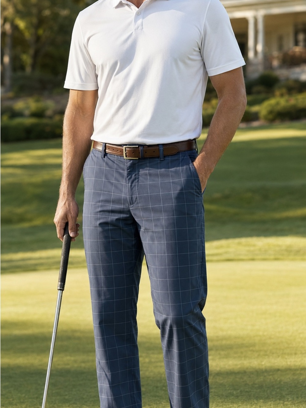 Nike Golf Tour Performance Dri-FIT Windowpane Pants Men 36x32 Blue Stretch